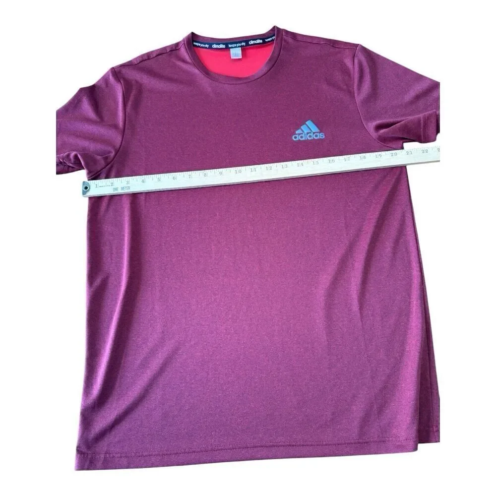 Adidas Shirt Mens Large Red Short Sleeve Climalite Outdoors Athletic Gym L